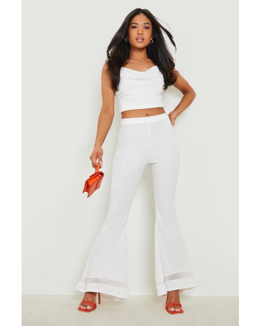 Boohoo Petite Mesh Insert Scuba Flare 