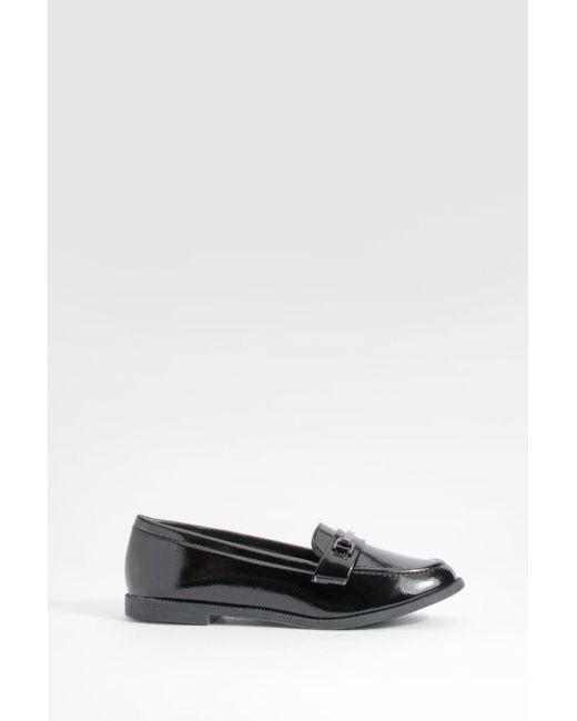 Boohoo White Patent T Bar Loafers