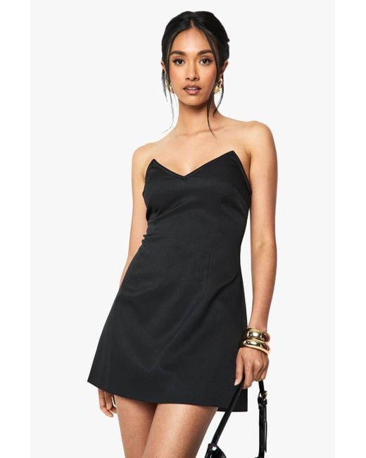 Boohoo Black Boned Structured Mini Dress