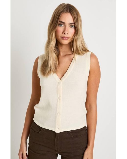 Boohoo White Lightweight Button Through Waistcoat