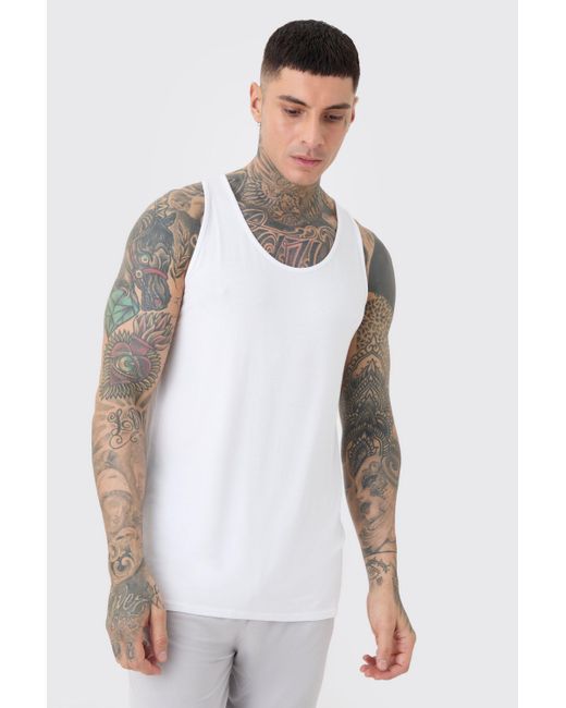BoohooMAN Tall Premium Modal Mix Lounge Vest in White für Herren