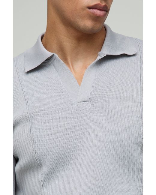 Polo Regular De Punto Con Botones En El Cuello Boohoo de color Gray