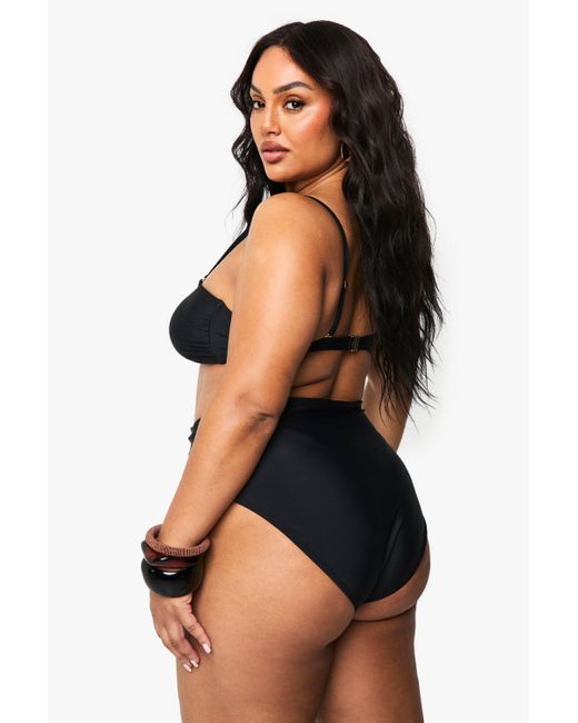 Boohoo Black Plus Tummy Control Bikini Bottoms