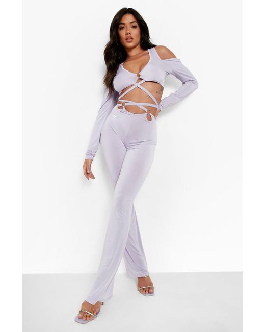Boohoo Purple Tessa Brooks Cut Out Strappy Ring Detail Co-ord