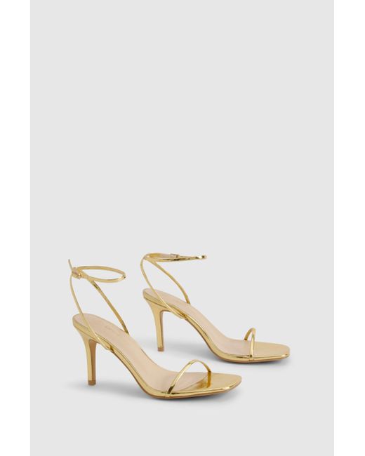 Boohoo Natural Wide Fit Metallic Barely There Low Stiletto Heels