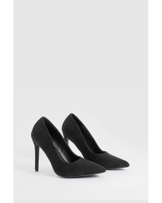 Boohoo Black Wide Fit High Stiletto Court Shoes