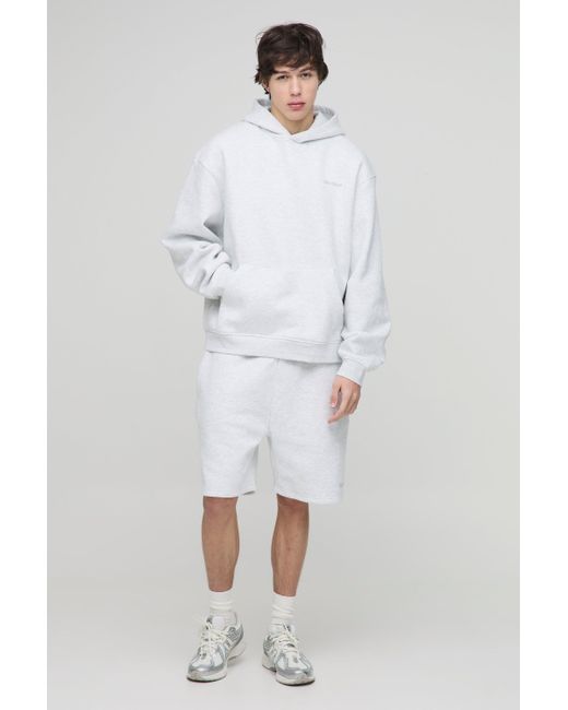 BoohooMAN White Tall Oversized Boxy Ofcl Short Hooded Tracksuit for men