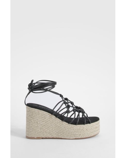 Boohoo White Knot Detail Mid Height Wedges