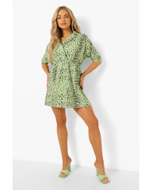 lime green animal print dress