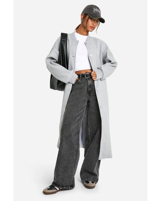 Boohoo White Wool-look bomber jacket