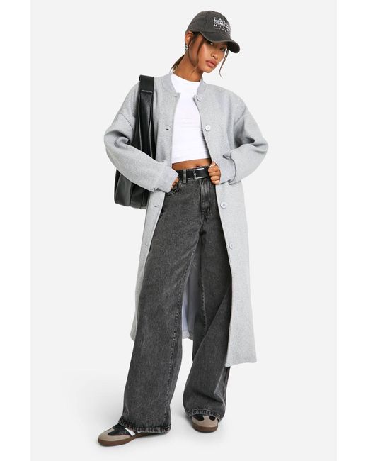 Boohoo White Wool-look bomber jacket