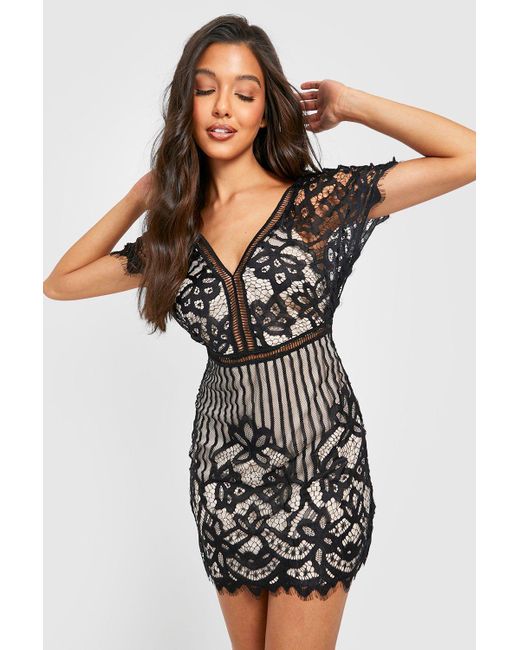 lace bodycon black dress