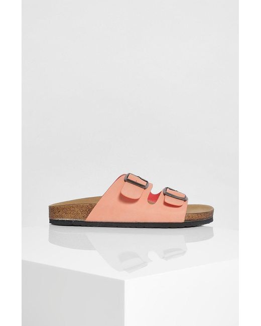 double strap footbed sliders