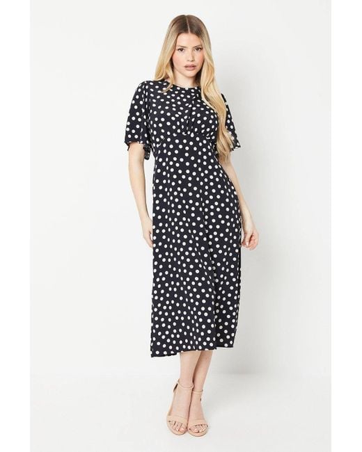 princess polly baby blue dress Blue Dorothy Perkins Tie Front Seam Detail Midi Dress main image 0