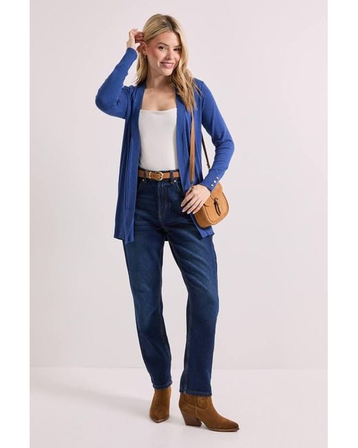 Dorothy Perkins Blue Denim Longline Button Cuff Cardigan