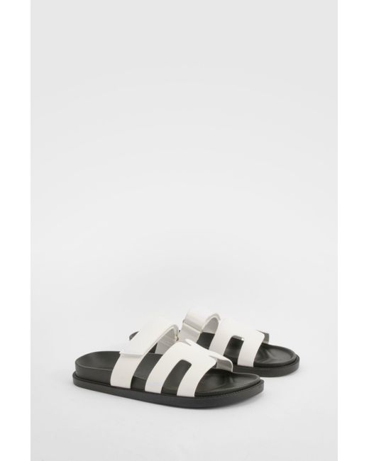 Boohoo White Cut Out Detail Sliders