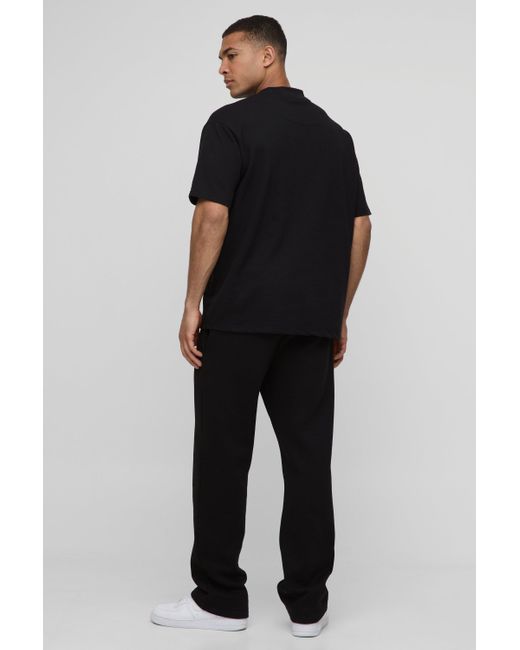 BoohooMAN Black Oversized Extended Neck Bm Signature Heavyweight T-Shirt for men