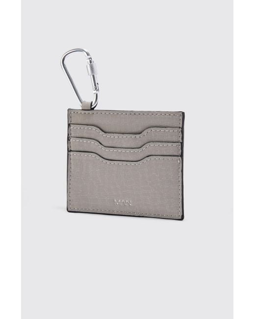 BoohooMAN Faux Leather Card Holder in Gray for Men