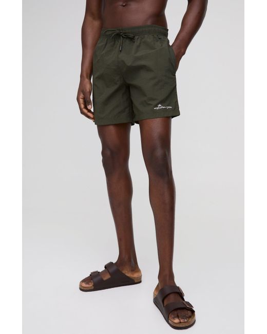 BoohooMAN Lockere Nylon-Shorts in Knitteroptik mit elastischem Bund in Green für Herren