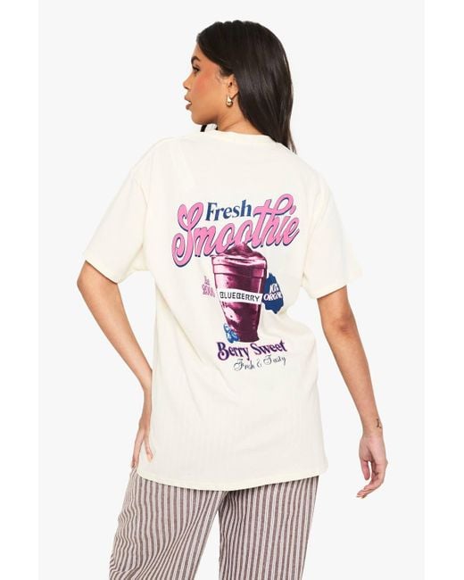 Boohoo White Blueberry Smoothie Oversized Printed T-Shirt