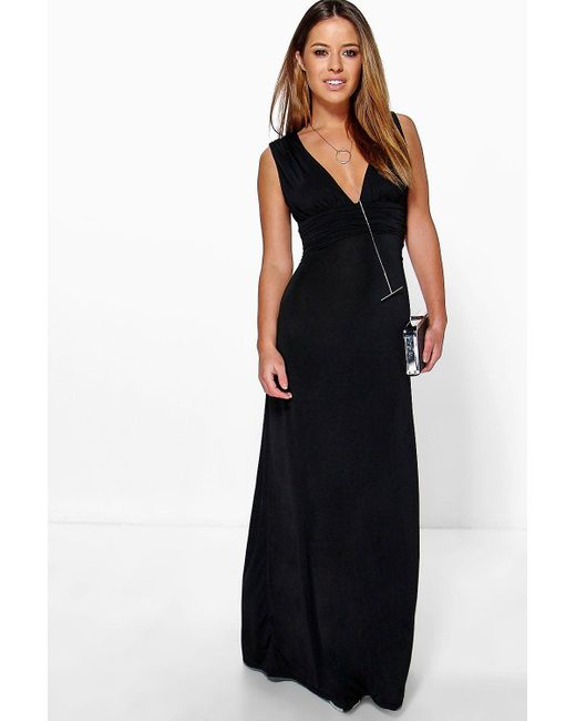 Boohoo Synthetic Petite Plunge Ruched 