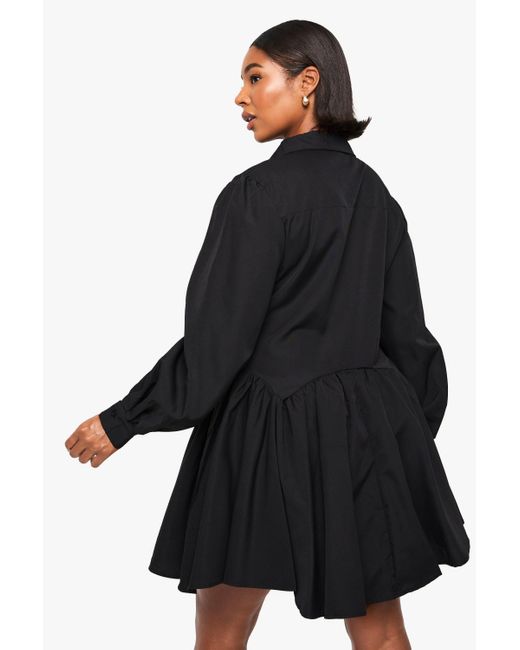 Boohoo Black Plus Skater Shirt Dress