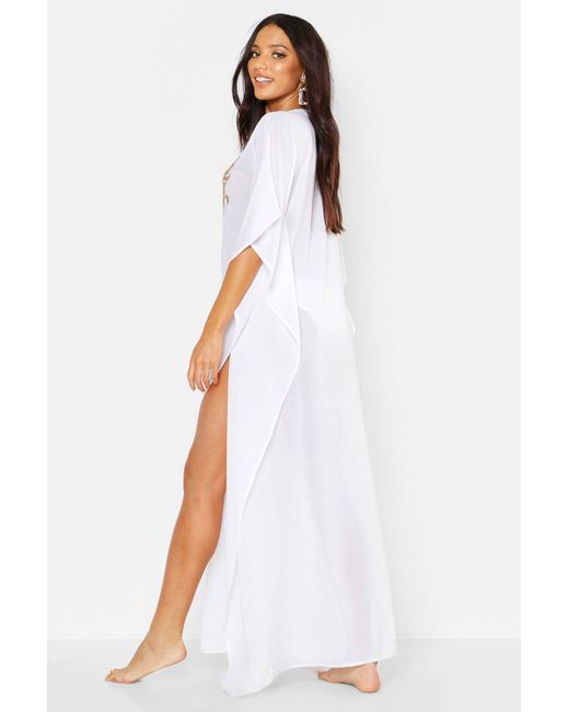Boohoo Embellished Maxi Beach Kaftan in 