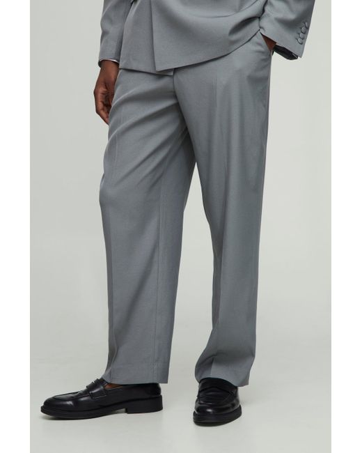 Boohoo Gray Relaxed Fit Crease Front Trouser