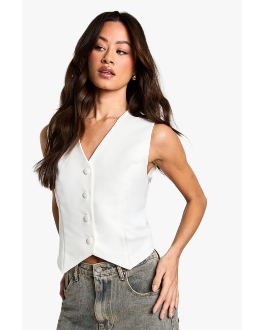 Chaleco Tall Essential Boohoo de color White