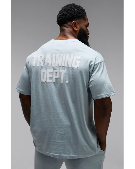 Camiseta Man Active Oversize Con Estampado Training Dept Boohoo de color Gray