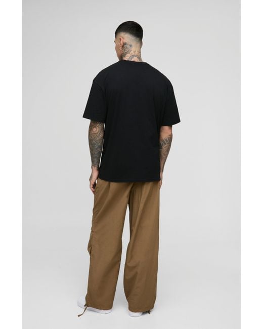 BoohooMAN Black Tall Official Leopard Graphic Oversized T-shirt for men
