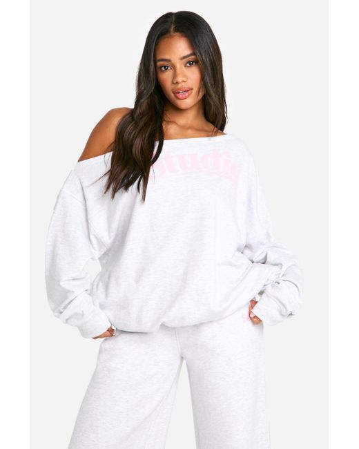 White off the shoulder sweatshirt hotsell