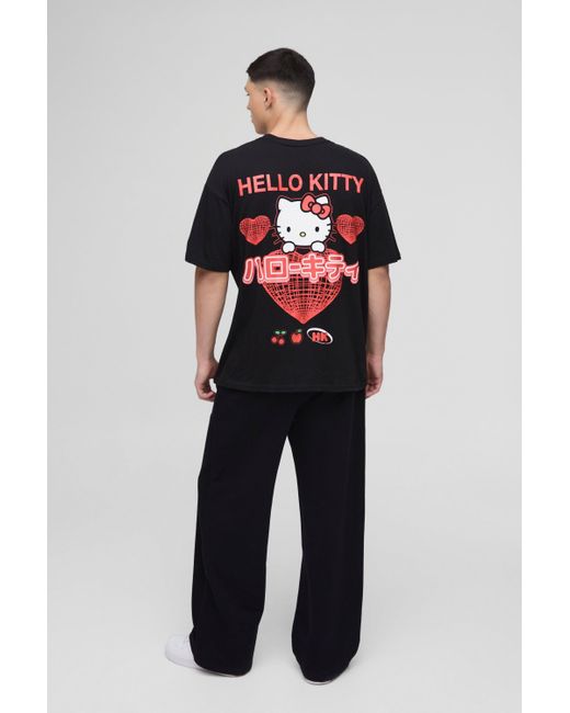 Boohoo Black Oversized Hello Kitty Heart License Graphic T Shirt