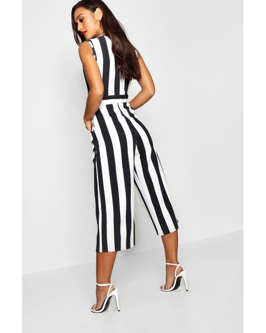 boohoo striped jumpsuit