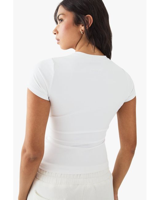 Boohoo White Dsgn Studio Ultra Sculpt Short Sleeve Top