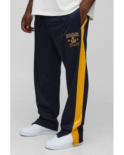 Plus Regular Fit Homme Stripe Tricot Split Hem Joggers Boohoo de color Blue