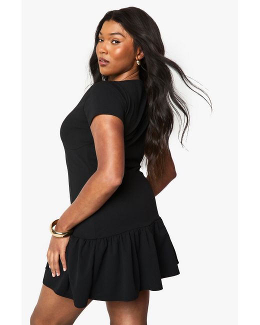 Boohoo Black Plus Frill Hem Mini Dress