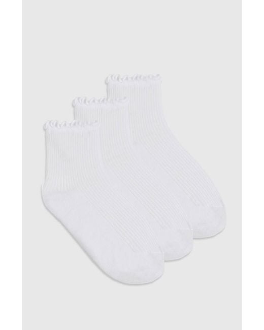 Boohoo White 3 Pack Frill Socks