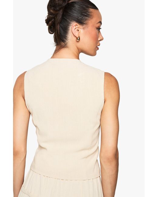 Boohoo White Tall Linen Look Waiscoat