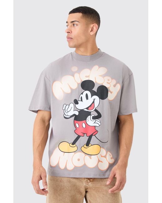 Boohoo Gray Oversized Mickey Mouse License T-shirt