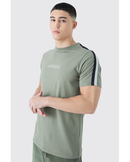 BoohooMAN Green Official Print T-shirt With Tape Detail for men