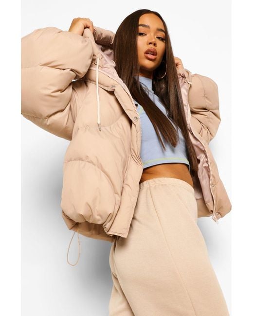oversized beige puffer