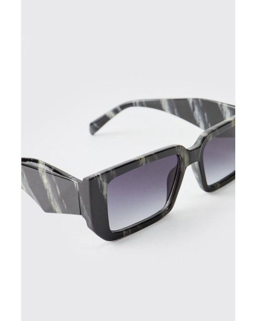 Gafas De Sol Rectangulares Con Estampado Efecto Mármol Boohoo de color White