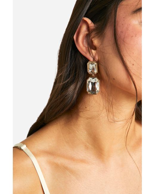 Boohoo Metallic Embellished Drop Earrings