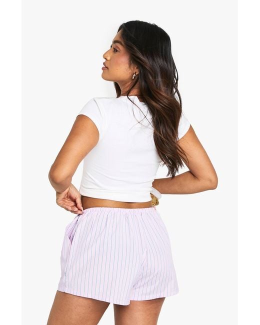 Boohoo White Petite Drawstring Shorts