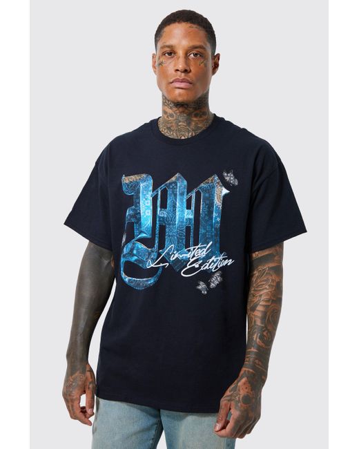 BoohooMAN Oversize T-Shirt mit Bandana-Print in Blau für Herren | Lyst DE