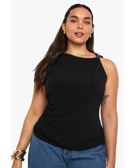 Boohoo Black Plus Trim Detail Top