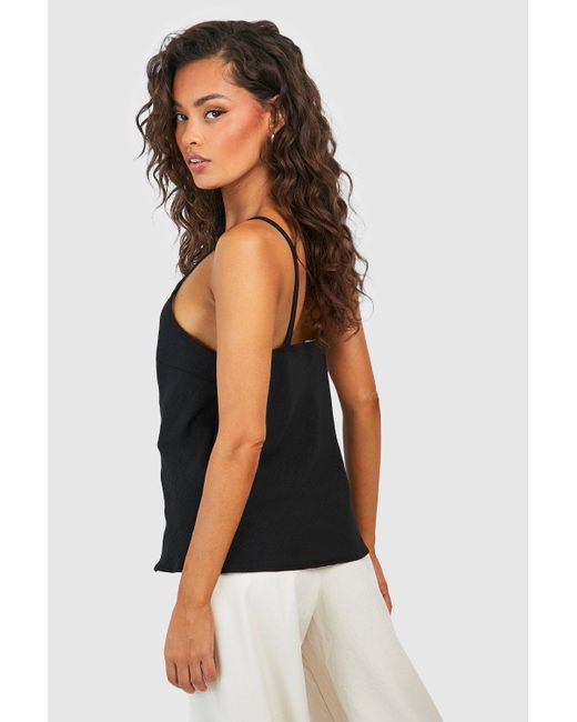 Boohoo Basic Woven Square Neck Cami in Black | Lyst UK
