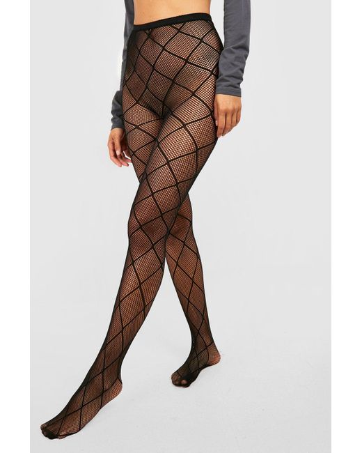 Womens Patterned Black Lace Fishnet Net Tights/Fashion Pantyhose With  Pattern Prints (Bold Diamond) : : Fashion