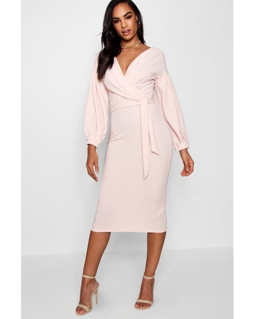topshop off the shoulder wrap midi dress